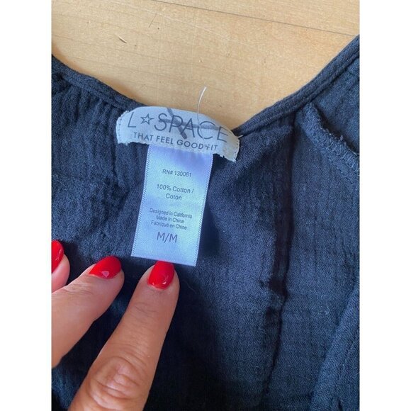 L*SPACE Bnwot One Piece Tie Strap Black Jumpsuit Size Medium New Jogger - Picture 4 of 7